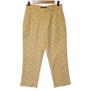 Ralph Lauren Golf Butter Yellow Crop Pants Floral Outdoors Athleisure Size‎ 10